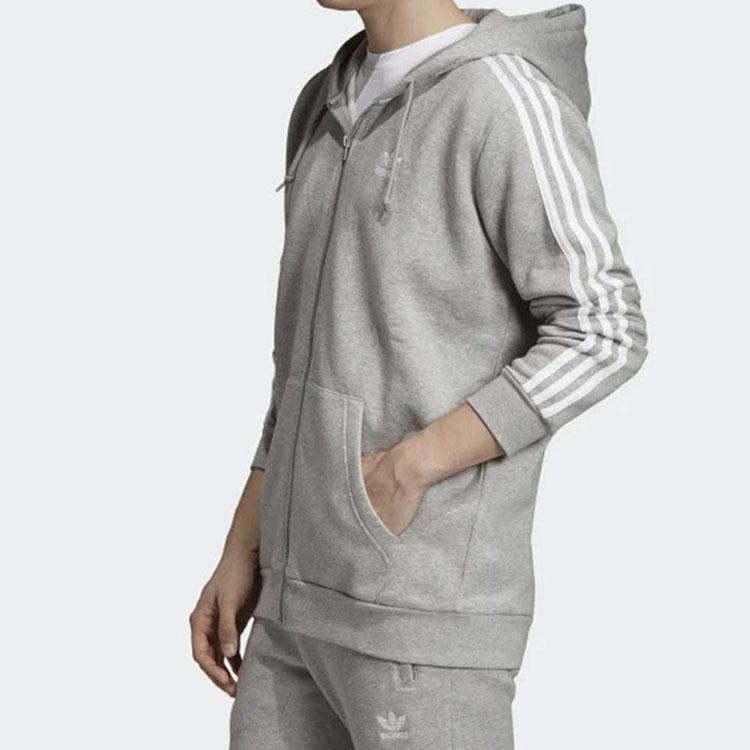 Adidas Originals 3-Stripe Zip Hoodie Jacket Men Tops Grey ED5969