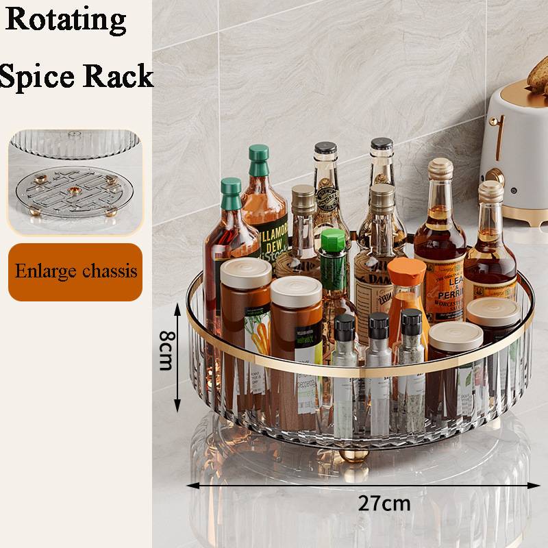 360 Multifunctional Rotating Spices Tray Seasoning Cosmetics Fruit Turntable Storage Suitable For Kitchen Cabinets And Homes