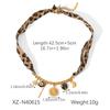 Gold Plated Heart Shape Scarf Necklace Stainless Steel Geometric Leopard Print Necklace Sunflower Tassel Heart Pendant Jewelry
