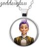 K-Pop Demon Hunter Anime Film Rumi Zoey Mira Cartoon Round Photo Glass cabochon silver plated pendant necklace jewelry Gift