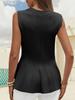 Women's Ribbed Knit Peplum Tank Top Crew Neck Fitted Sweater Vest