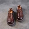 Johnature Genuine Leather Thick Soled Women's Shoes Round Toe Lightweight Retro Flat Platform Shoes