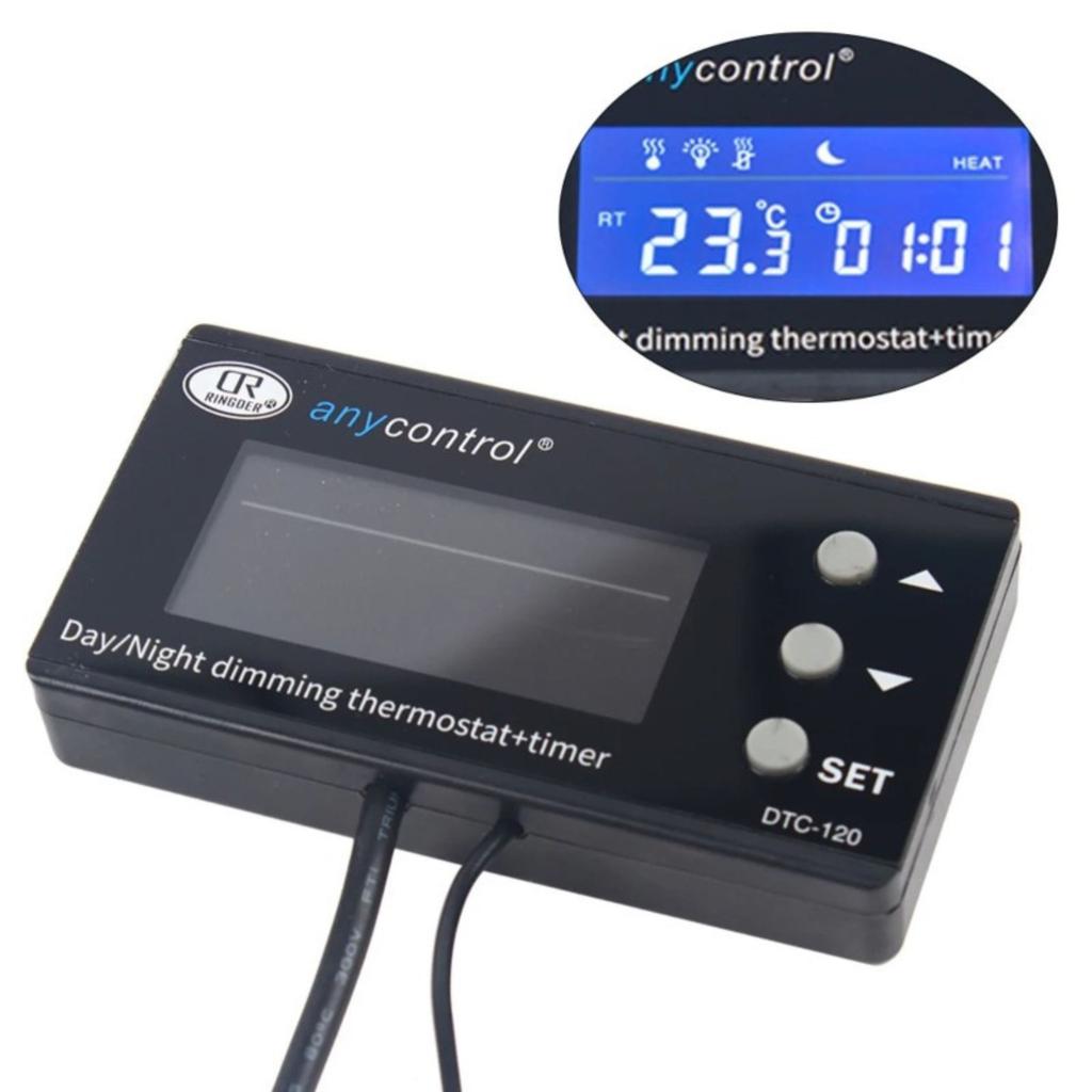 Ringder DTC-120 - Thermostat with Dimming, Day/Night Mode and Timer for Terrarium