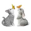 Cat Statue Solar Light, Outdoor Kitten Bunny Butterfly Sculpture Garden Light, Waterproof Solar Resin Animal Light for Pathway Yard Patio