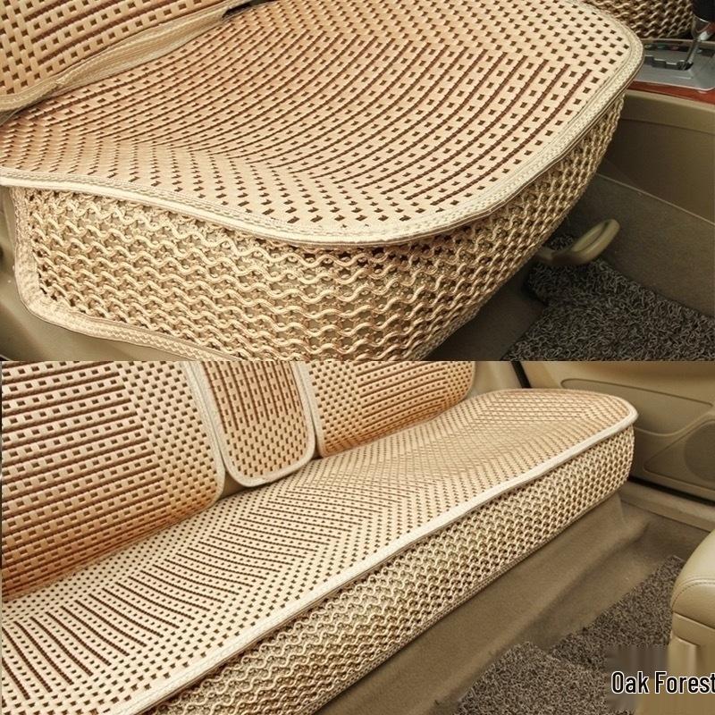 Universal Ice Silk Car Seat Cushion - All-Season Luxury Woven Cover, Breathable, Cooling, Full Surround Design