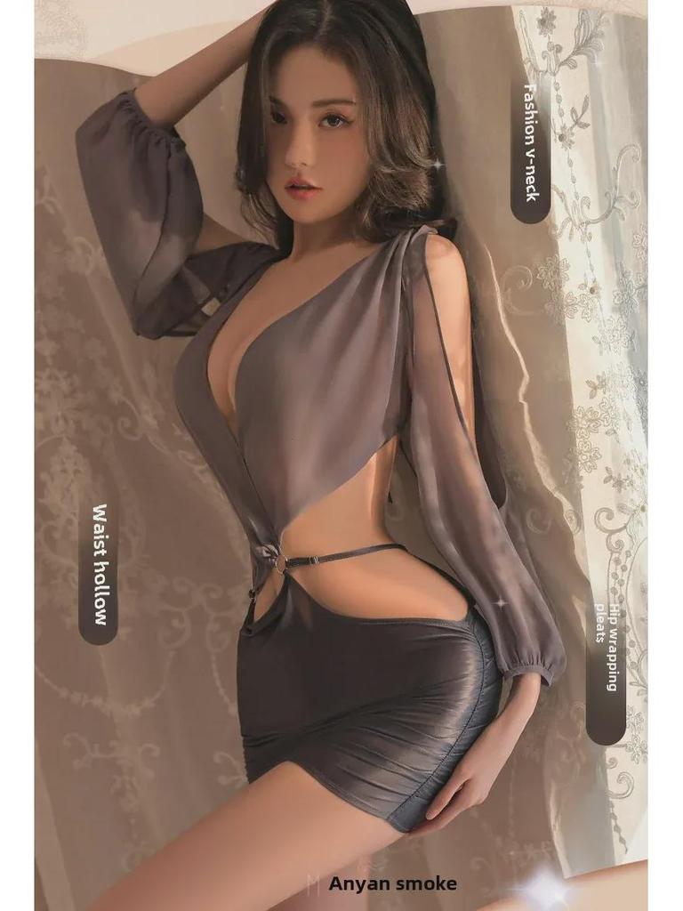 Manyan Deep V Sexy Lingerie: Goddess Nightclub Secretary Suit