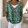 Women's Fashion Long Sleeve Christmas Snowman Snowflake Print Jacket Cardigan