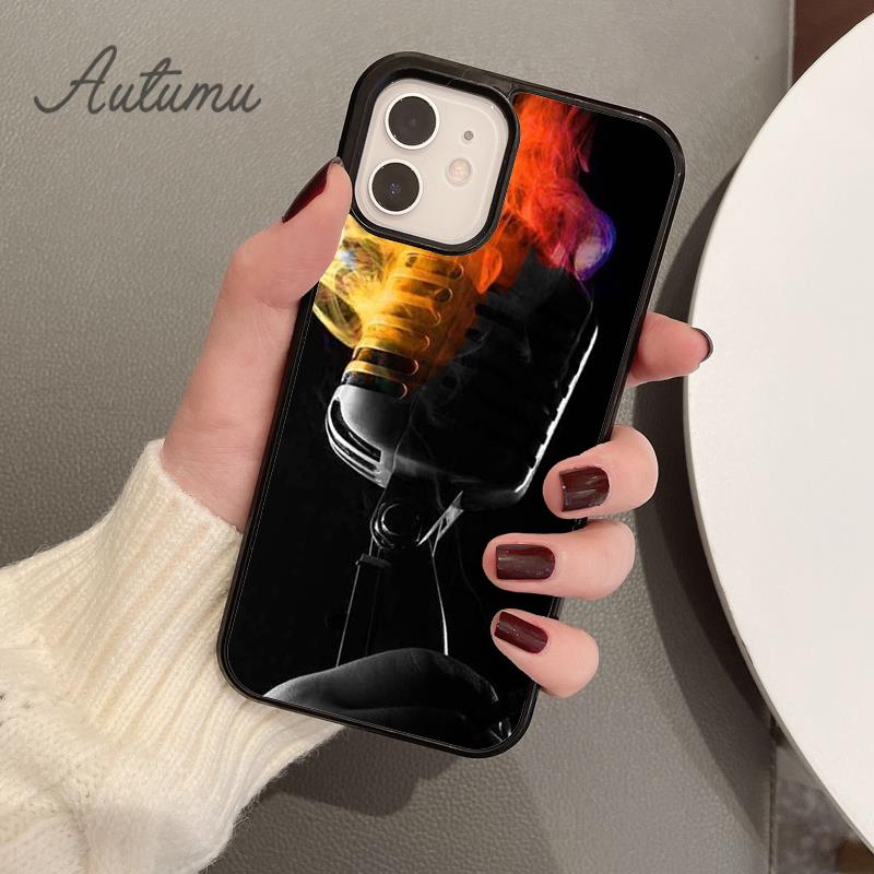 Cool Music Microphone Phone Case for iPhone 11 12 13 14 Pro Max Mini X XR XS SE 2020 6 7 8 Plus Samsung Galaxy S21 S22 Shell