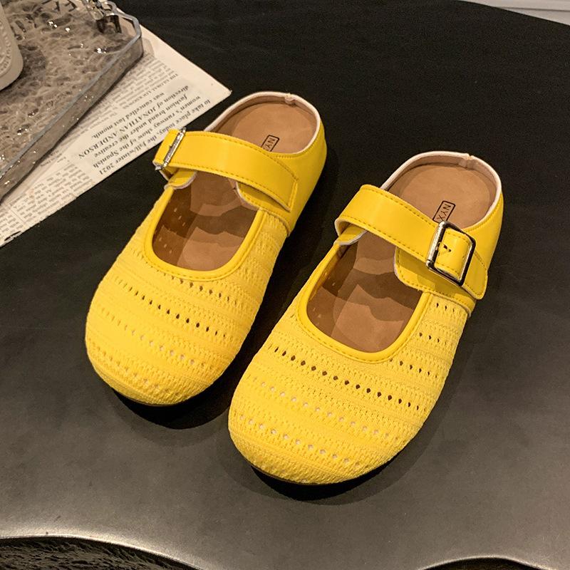 Thick-bottomed retro breathable bag head half slippers women's outer wear 2025 new spring and summer one-pedal sandals