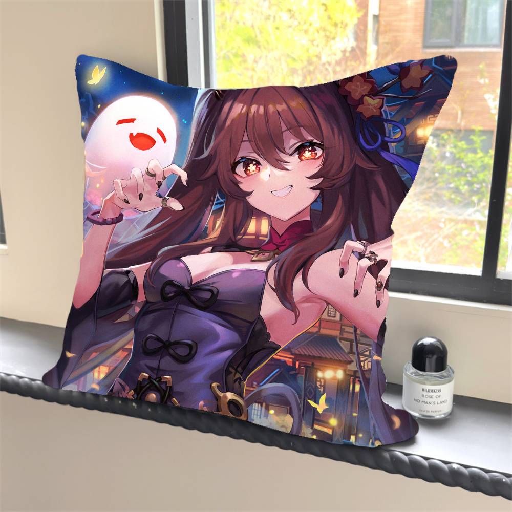 Genshin Impact Hu Tao Game Pillow Case Square Pillow Bedroom Sofa Leisure Comfort Cushion Car Home Decoration