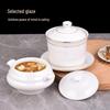 Pure White Ceramic Stew Pot with Lid - Chinese Shaxian Style Soup & Steam Pot, Gold Rimmed.
