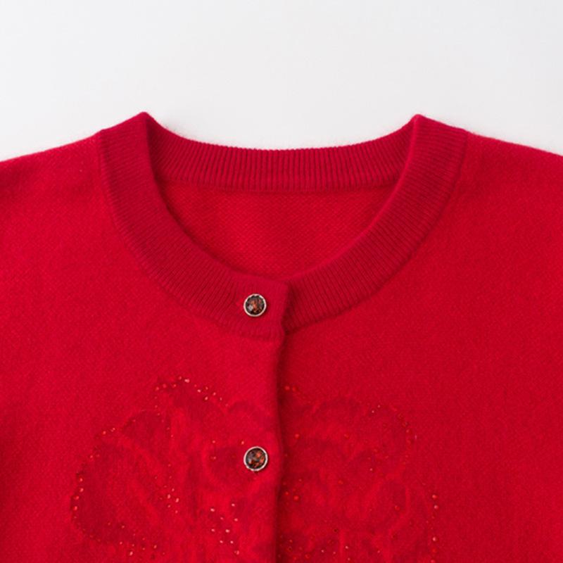 Women's Thick Wool Sweater for Middle-Aged & Elderly - Half-Zip Autumn/Winter Cardigan