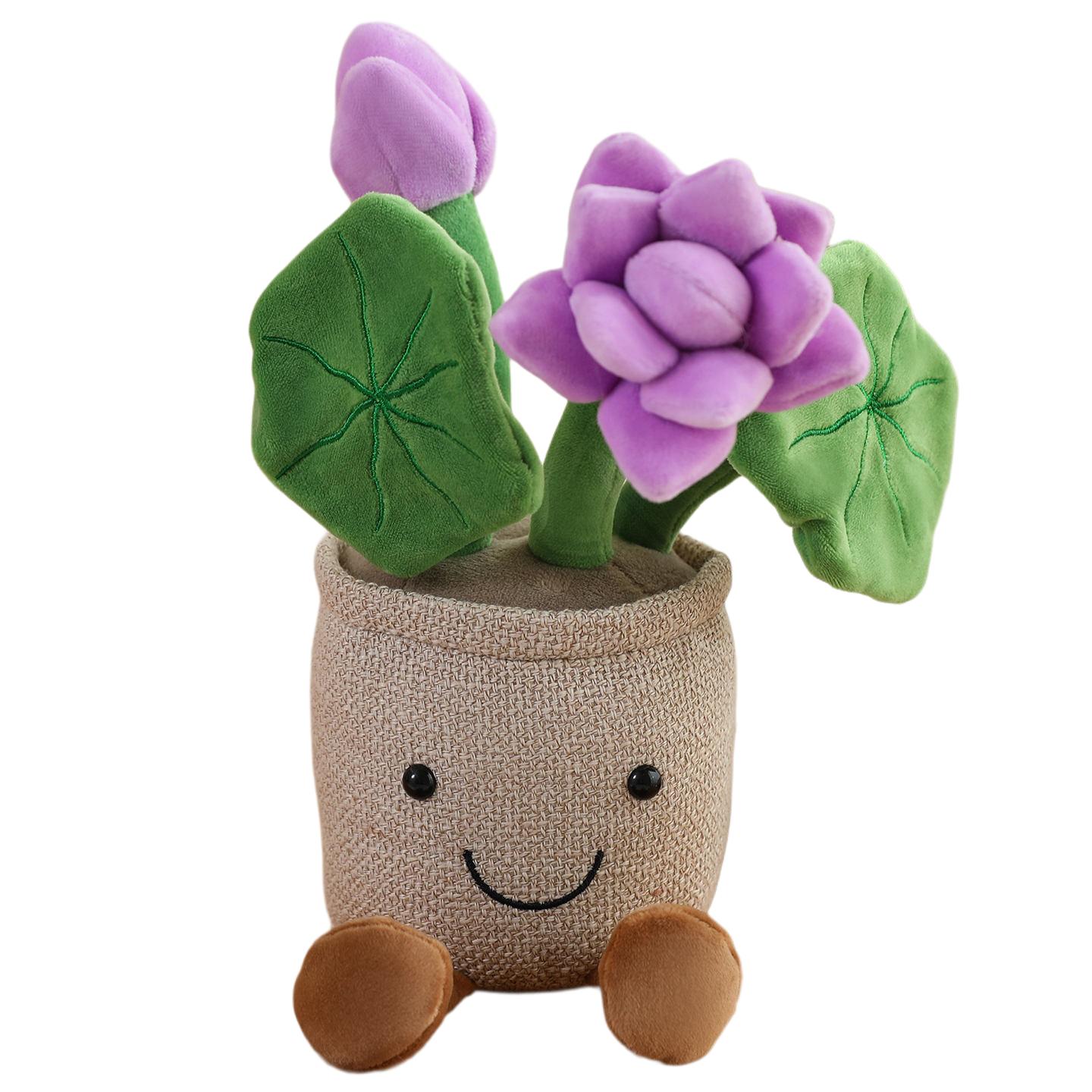 30cm Lotus Pluche Bloem Met Poten Gevuld Roze Paars Wit Plant Lachend Gezicht Pluche Speelgoed Huis Kantoor Decoratie Cadeau 30cm