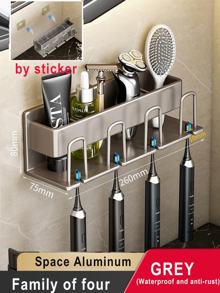 Toothbrush Holder Wall-mounted Gargle Cup Storage Electric Razor Shaver Shelf Batchroom Toiletries Organization Toothbrush Rack
