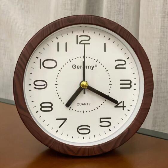 

Будильник с имитацией текстуры дерева для дома пожилых людей, настольный квадратный, с маятником, дисплей, современный студенческий прикроватный будильник с крупными цифрами