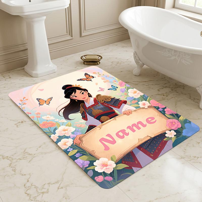 Custom Name Princess Garden Living Room Non-Slip Area Rug Soft Carpet for Bedroom Kids Playroom Sofa Office Home Decor Doormat