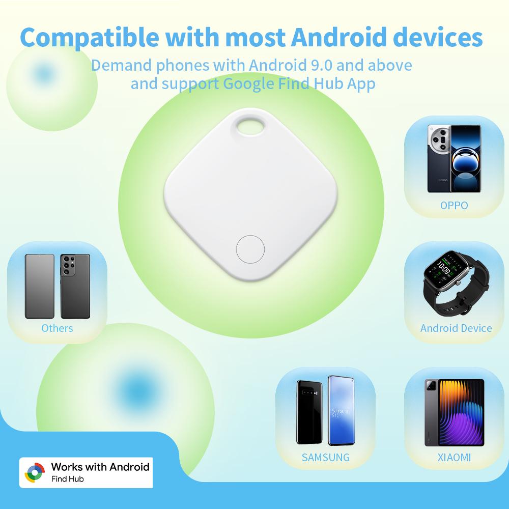 2PCS Bundle Android Smart GPS Tracker with Rope Portable Anti-Loss Locator Work with Google's Find Hub Finder for Pixel Moto