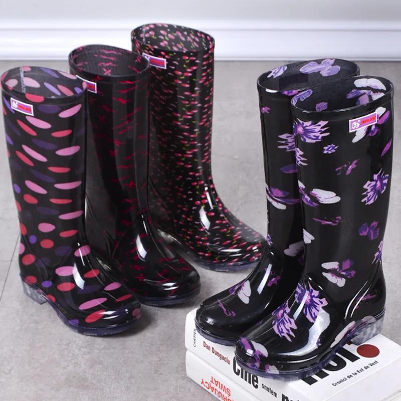 Fashion Water Shoes Women's Rain Boots Long Tube Ladies Fashion Rain Boots Waterproof Non-slip Medium and High Rubber Boots Work Boots