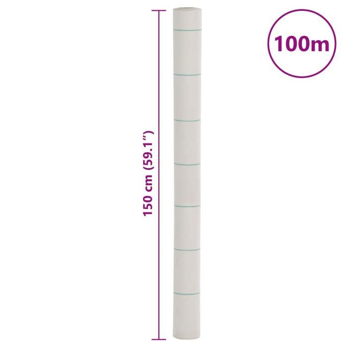 VidaXL Membrane anti-mauvaises herbes blanc 1,5x100 m PP, tissu anti-mauvaises herbes, membrane de contrôle des mauvaises 4005916