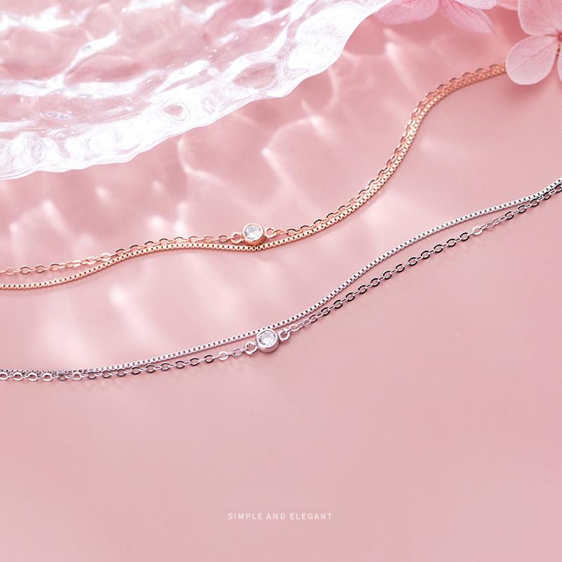 Modian Real 925 Silver Luxury Double Layer Single Diamond Box Chain Bracelet for Women Fashion Bracelet Fine Jewelry