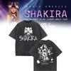 Shakira Welttournee Gewaschenes Baumwoll-T-Shirt Vintage Damen Mann Rundhals Grafik Kurzarm-Oberteil Mode Lässig Streetwear
