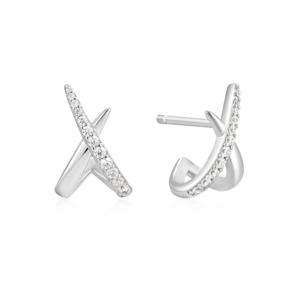 Kiss Twist Pave 925 Silver Stud Earrings E057-03H