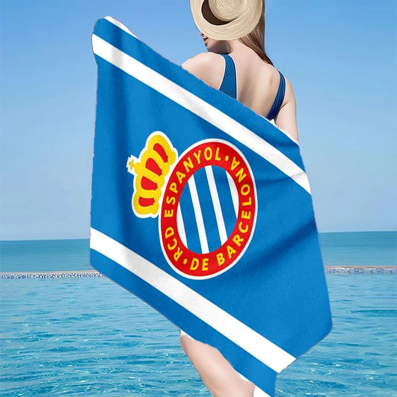 Real Sociedad Crest Design Microfiber Beach Towel, Lightweight And Quick-Dry, for Summer Travel, Beach Essential, Swimming Pool