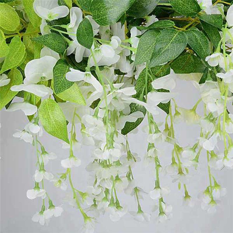 Good-5Pcs 6.23Ft/Piece Wisteria Vine Artificial Hanging Flowers Garland Wisteria Hanging Flower For Wedding Arch Floral Decor