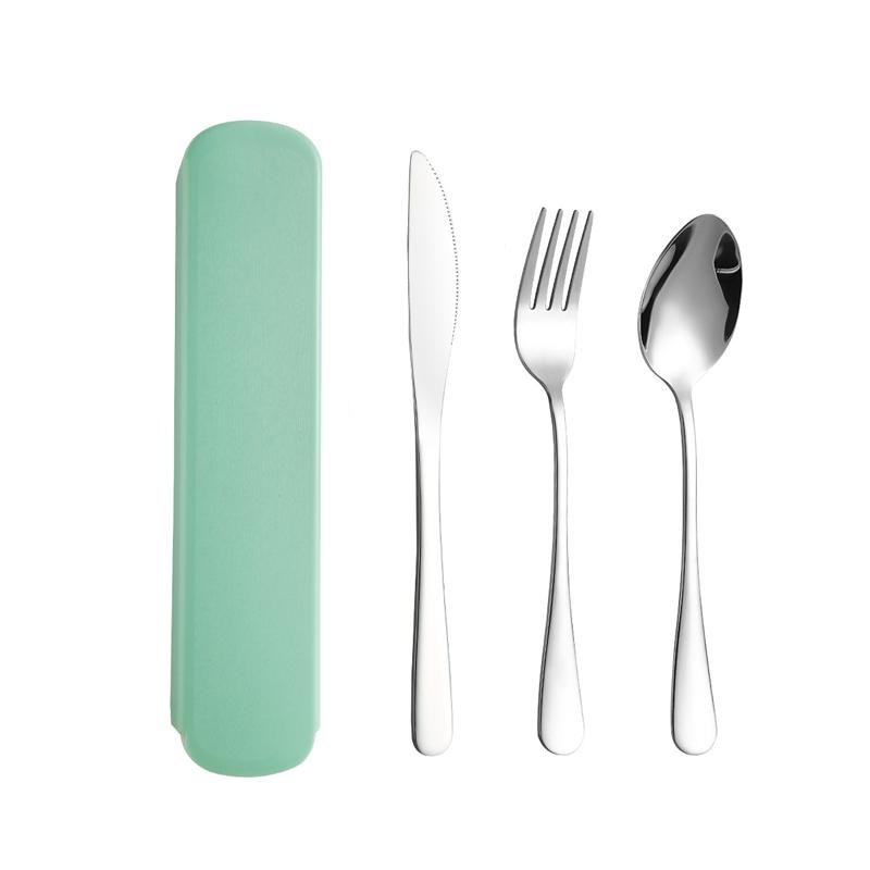 Portable Cutlery Set Stainless Steel Spoon Knife Fork With Storage Box School Travel Camping Faltware New Year Christmas Gift