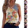 V-Neck Tank Top Women Print Tank Tee Casual Loose Fit Sleeveless Shirt
