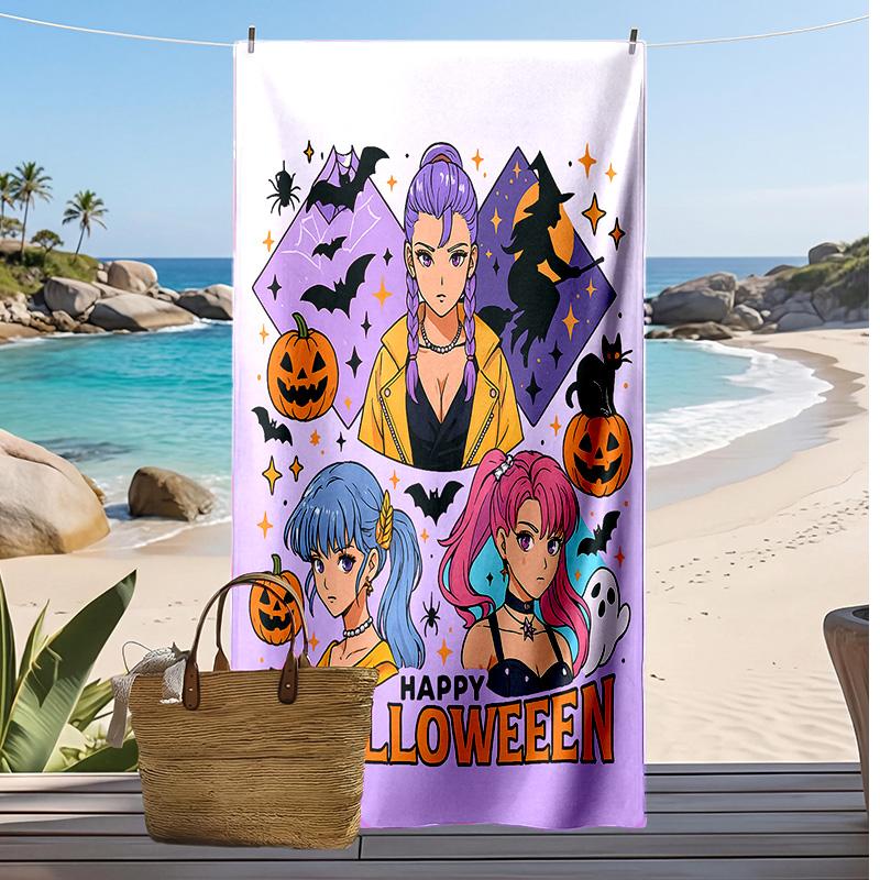 Asciugamano da Spiaggia Stampato Kpop Demon Hunters, Asciugamano Grande Assorbente ad Asciugatura Rapida per Estate e Attività all'Aperto in Acqua