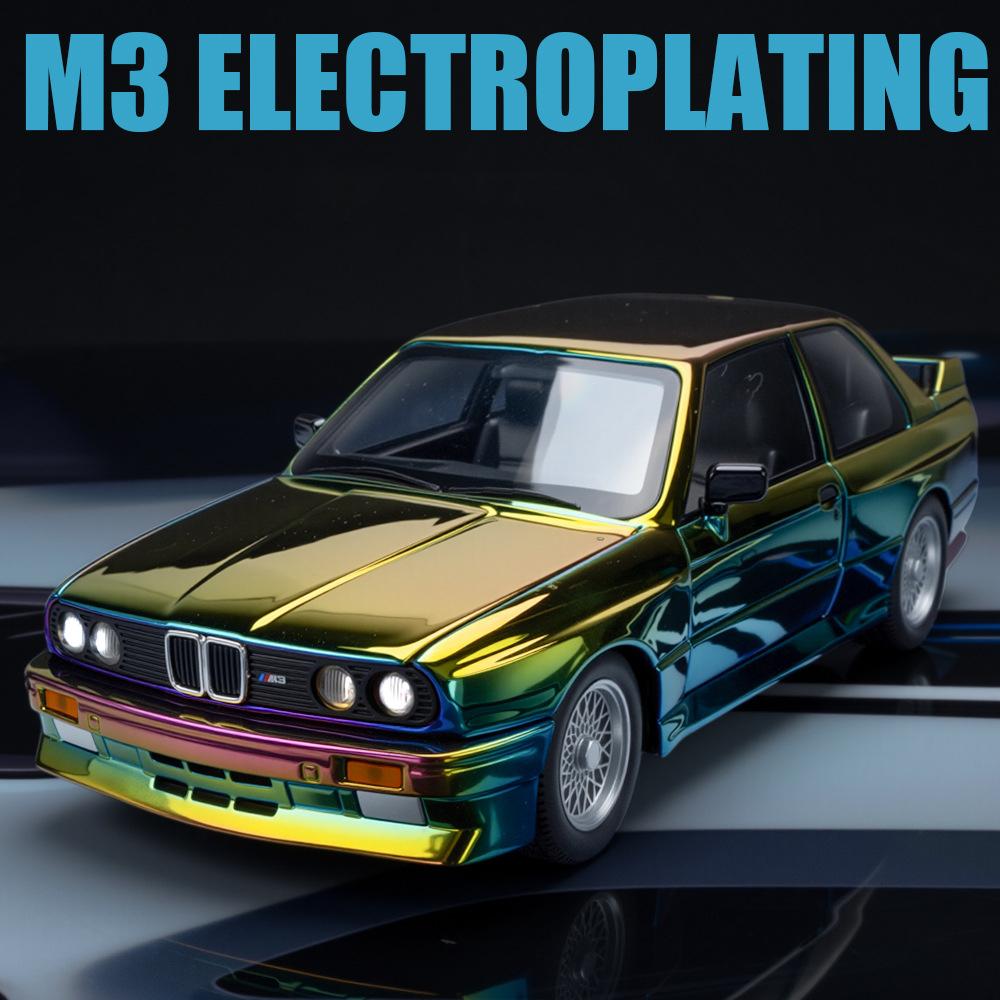 1/24 BMW M3 E30 GALVANIZZATO Modello in Lega Modello di Auto in Lega Suono e Luci Pull Back Giocattolo per Bambini Collezionabili Regalo di Compleanno