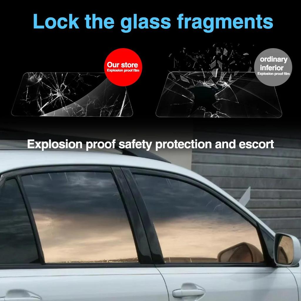 Gradient Car Window Tint Film, Static Cling Privacy Sunshade, UV Protection Heat Insulation Sticker