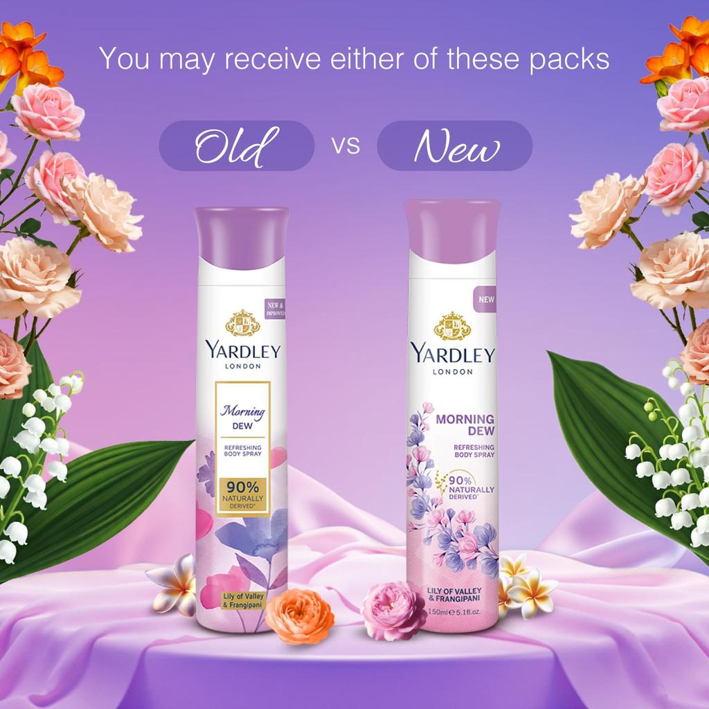 Yardley London Morning Dew Refreshing Deodorant Spray for Women 150 ml Floral All-Day Freshness