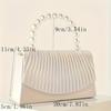 Elegant Pleated Crossbody Bag, Luxurious and Fashiable Handbag, Versatile Pearl Handle Striped Design Shoulder Bags