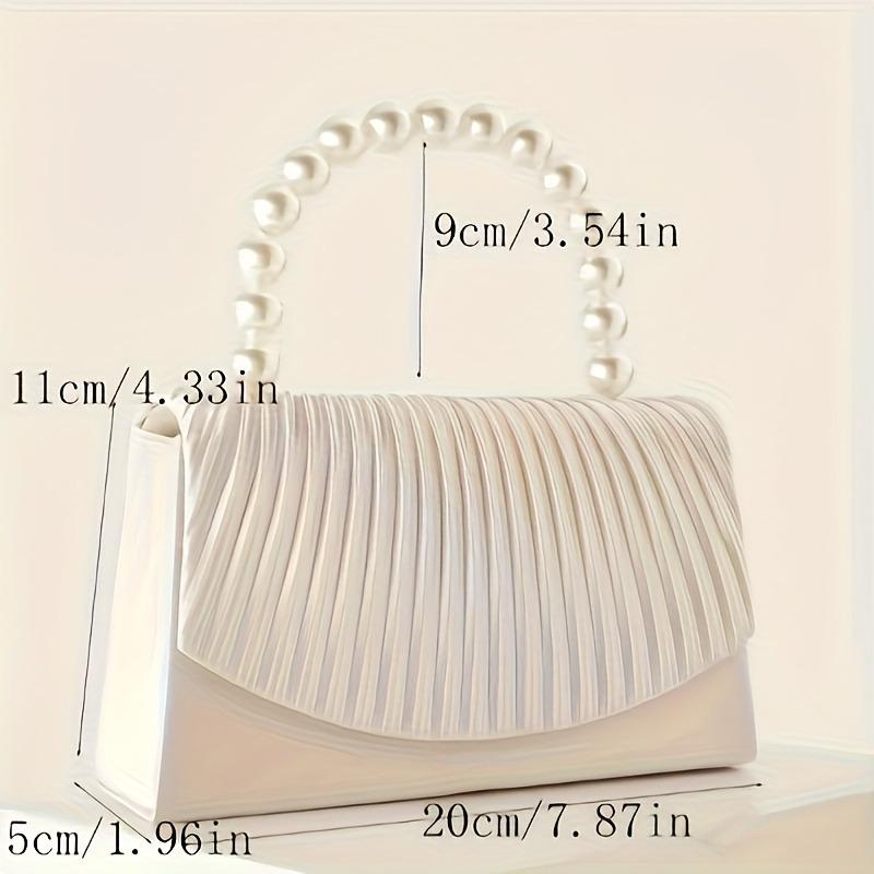 Elegant Pleated Crossbody Bag, Luxurious and Fashiable Handbag, Versatile Pearl Handle Striped Design Shoulder Bags