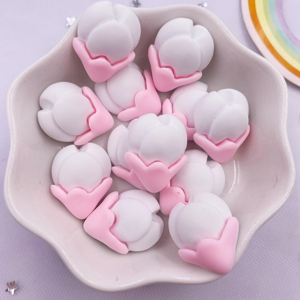 Resin Kawaii Colorful Painted Cherry Blossoms Flatback Stone Scrapbook Figurine 10PCS DIY Decor Home Accessories Crafts