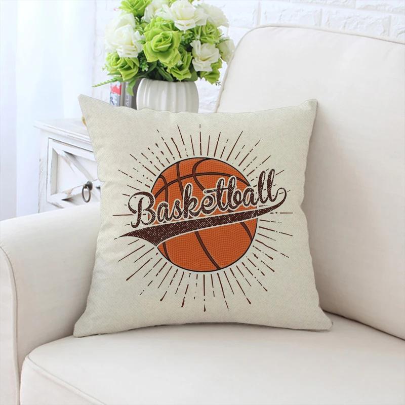 Kissenbezug I Love Basketball Sofakissenbezug Beidseitig bedruckt Kurzer Plüsch Stuhl Lendenwirbelstütze Bett Schlafkissen 50x50