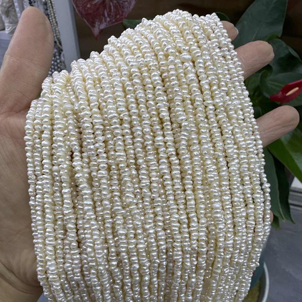 1String, White Natural Freshwater Pearls, Handcrafted Rondelle Pearl Beads for Jewelry Making DIY Crafts (Beads 3-3.5mm, Length 36cm)