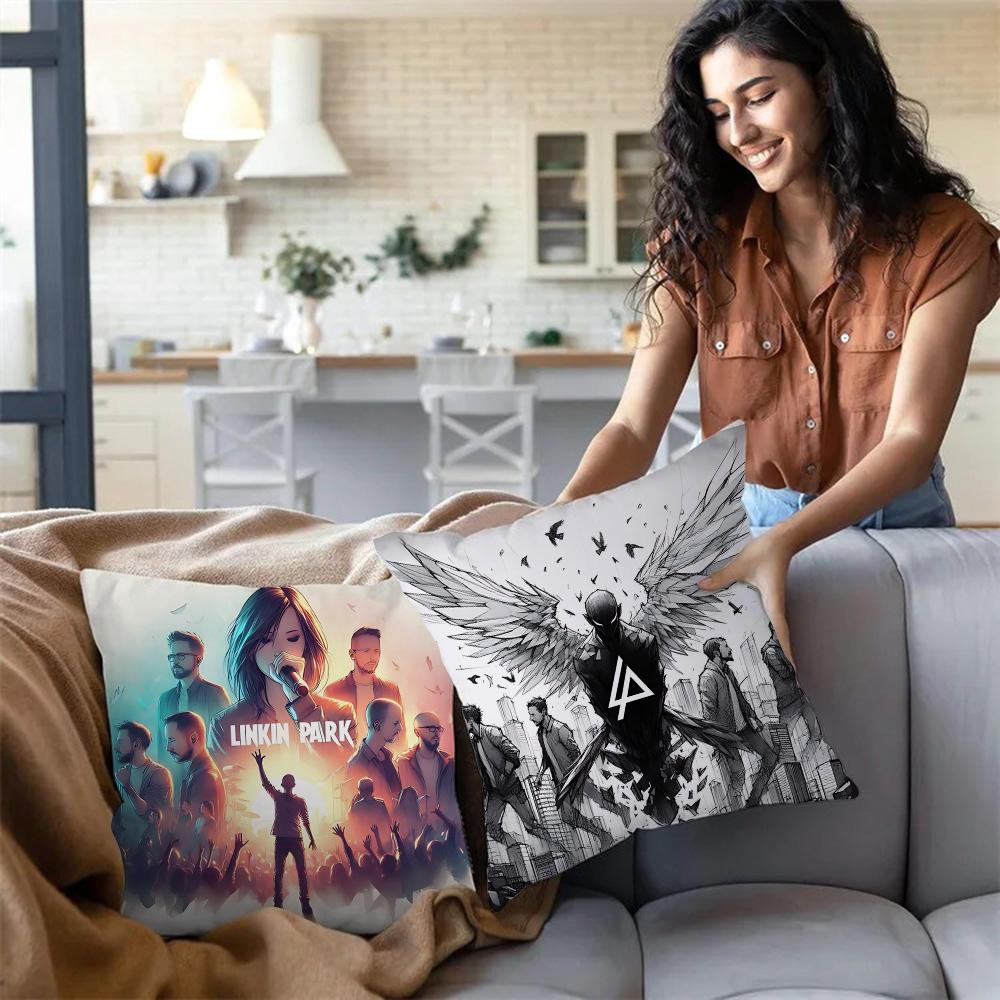 World Famous Rock Band Linkin P-Park Pillow Covers Sofa Decorative Home Double-Sided Printing Short Plush Cute Cushion Cover