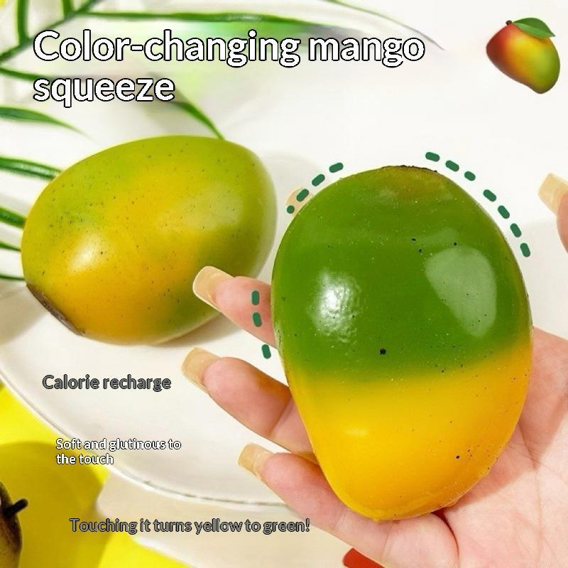 Kleur Veranderende Mango Squishy Fidget Speelgoed, Zachte Asmr Sensorische Knijpbal, Anti-Angst Stressverlichting Fidget Speelgoed Voor Kinderen Volwassenen