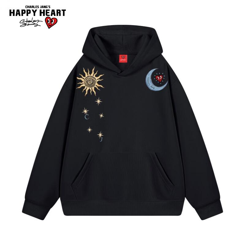 Charles Heart Mikina s kapucí s potiskem Slunce a Měsíce unisex