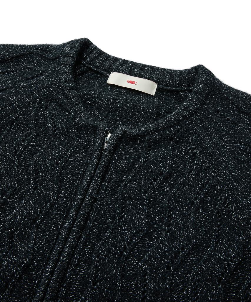 MMIC Wavy Zip Cardigan (Black)