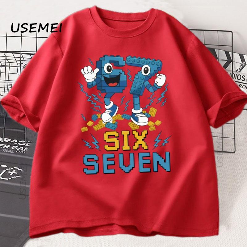 Summer Funny Six Seven T-shirt Cotton Short-sleeve Tshirt Gen Harajuku Streetwear Men Women Tees