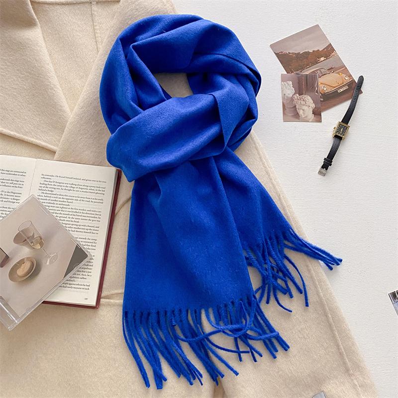 Luxury Wool Scarf For Women Fashion Warm Cashmere Scarves Korean Style Solid Knitted Shawl Wrap Pashmina Bandana Christmas Gift