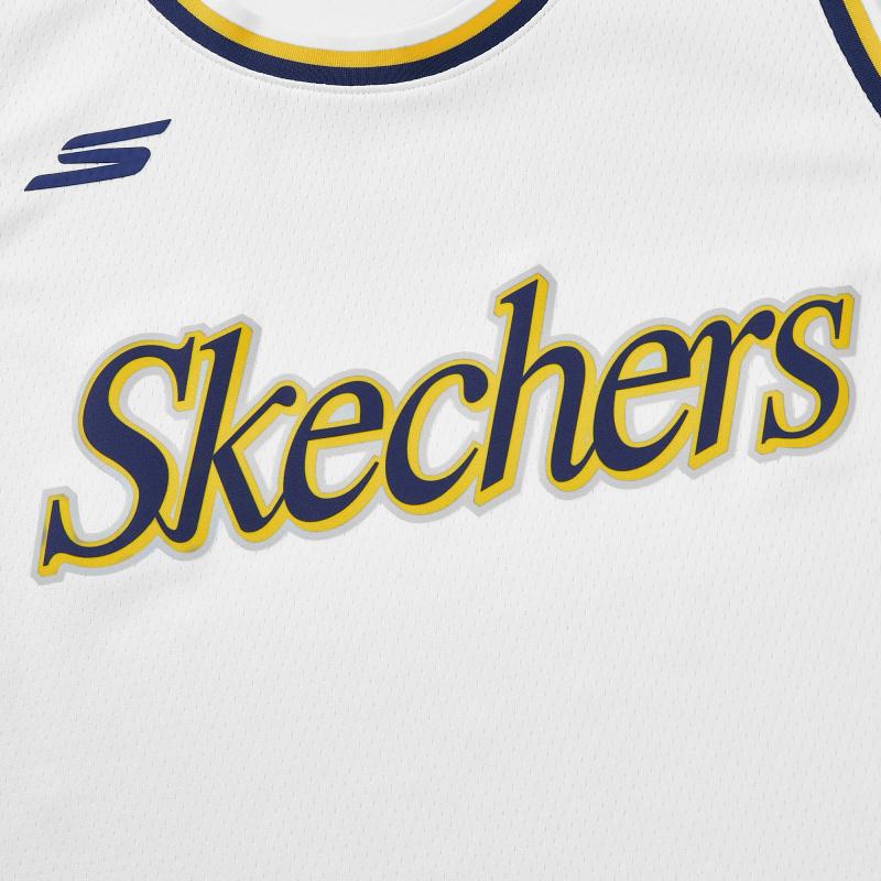 Skechers Basketball Series Logo Letter Versatile Soft Knitted Vest Men Tops Bright-White P424M095-0019