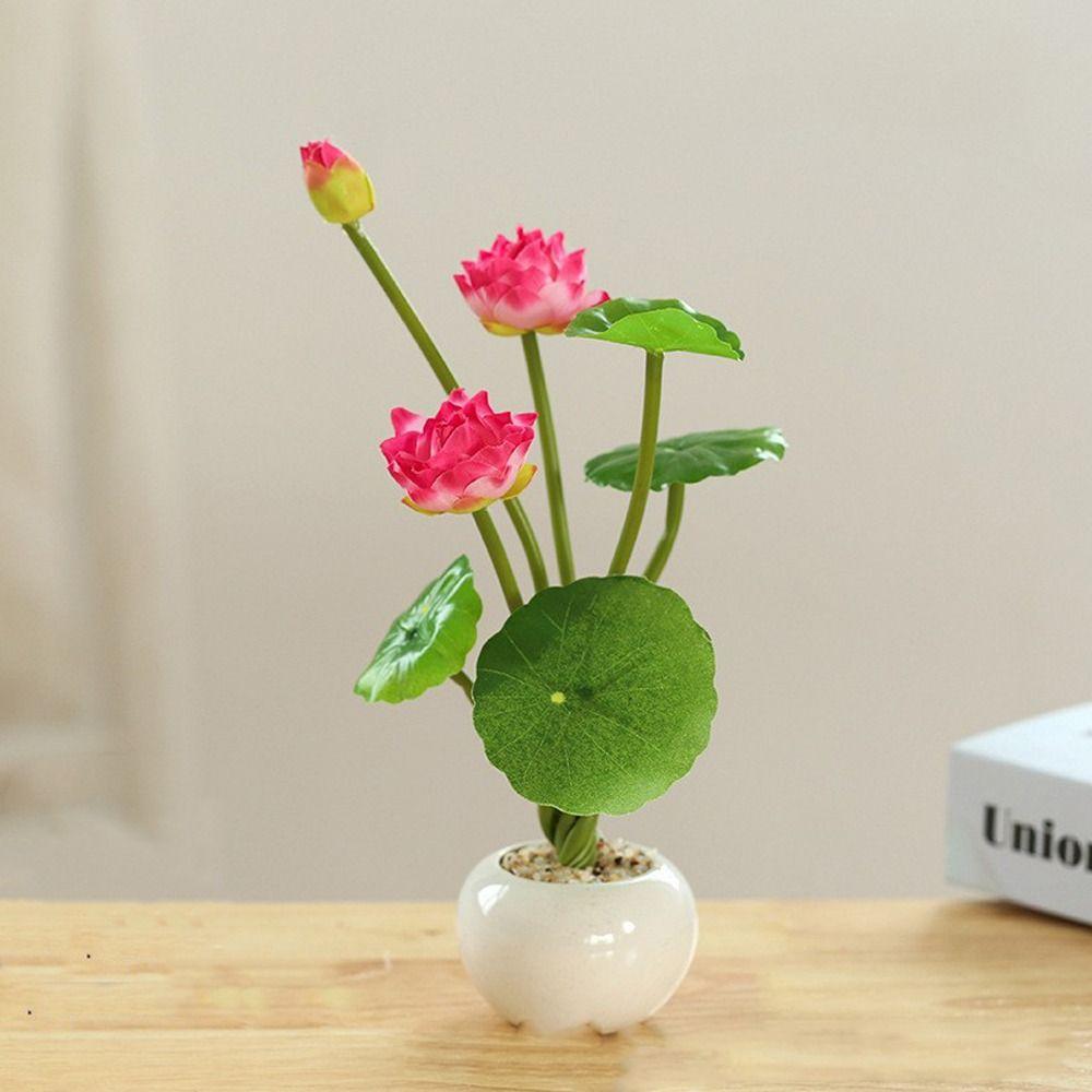 Vivid Simulation Lotus Leaf Pot Plastic Artificial Lotus Flower  Spring Home Office