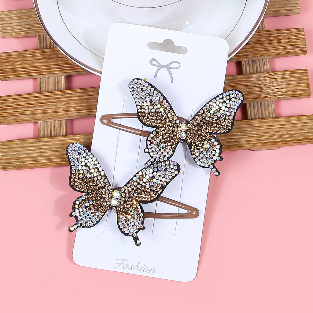 2pcs/set New Cute Princess Butterfly Hair Clips Girls Hairpins Crystal Butterfly Hair Clips Children Kids Hair Accessories