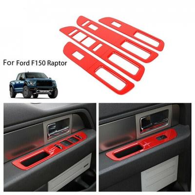 4 SET Window Lift Switch Button Panel Cover Trim For Ford F150 2009-2014 RED