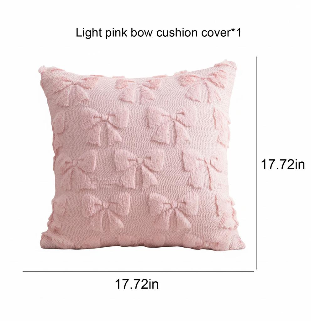 Cute Fluffy Bow Pillow Covers Washable Decorative Bowknot Pillowcase Multi-Purpose Valentine Plush Cushion Cover for Home Decor